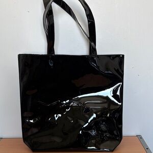 Black Patent Tote Bag - Glossy Women's Handbag